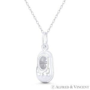 Baby Boot / Shoe 3D Motherhood Charm Pendant in .925 Sterling Silver
